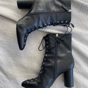 Black Faux-leather Booties